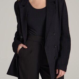 American Tall Linen Blend Tie Back Blazer For Tall Women in Black Size XLXL / Ta